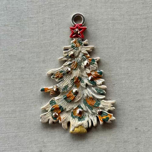 Prancer Leopard Cheetah Christmas Tree Hand Painted Artisan Pendant Per Pc