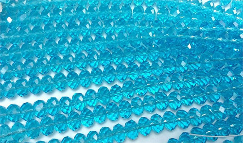 8x5mm Aqua Rondell Chinese Crystal Glass Beads  - per strand