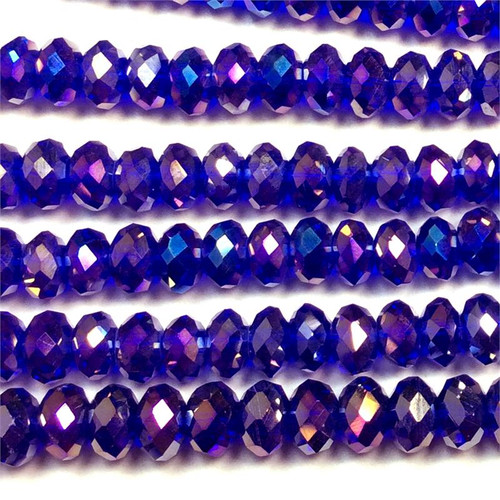 6x4mm Cobalt AB Rondell Chinese Crystal Glass Beads  - per strand