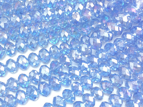 Light Sapphire AB 10x8mm Rondelle Chinese Crystal Glass Beads Per Strand