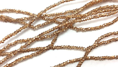 Light Smoked Topaz Half Coat Metallic 1x2mm Rondelle Chinese Crystal Glass Beads Per Strand