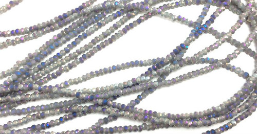 Opaque Gray Heliotrope 1x2mm Rondelle Chinese Crystal Glass Beads Per Strand