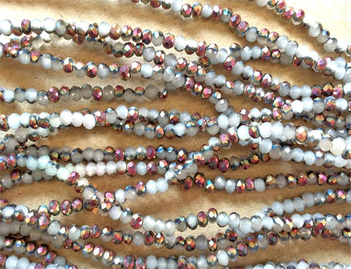 Light Grey Opal Twilight 3x2mm Faceted Rondelle Chinese Crystal Glass Beads Per Strand