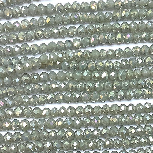 Opaque Gray AB 3x2mm Faceted Rondelle Chinese Crystal Glass Beads Per Strand