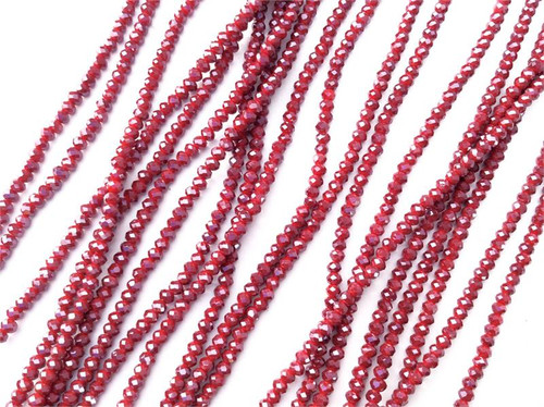 Cherry Satin 3x2mm Faceted Rondelle Chinese Crystal Glass Beads Per Strand