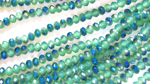 8x6mm Green Opals Faceted Rondelle Chinese Crystal Glass Beads Per Strand