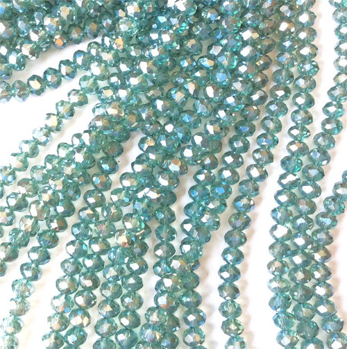 8x6mm Light Erinite Satin Faceted Rondelle Chinese Crystal Glass Beads Per Strand