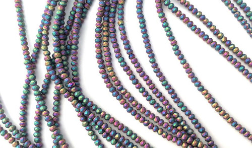 Matte Light Vitrail 3x2mm Faceted Rondelle Chinese Crystal Glass Beads Per Strand