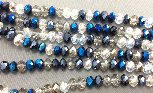 8x5mm Evening Blues Mix Rondell Chinese Crystal Glass Beads  - per strand