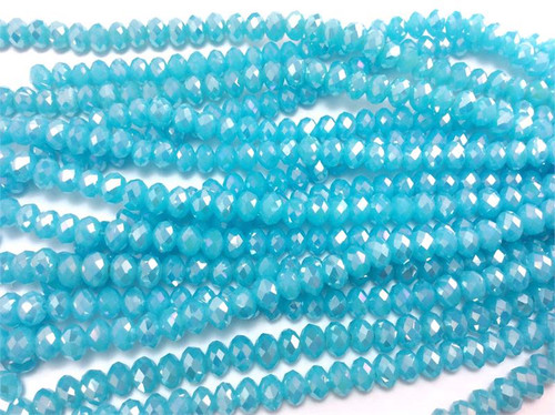 8x5mm Frosted Aqua AB Faceted Rondell Chinese Crystal Glass Beads  - per strand