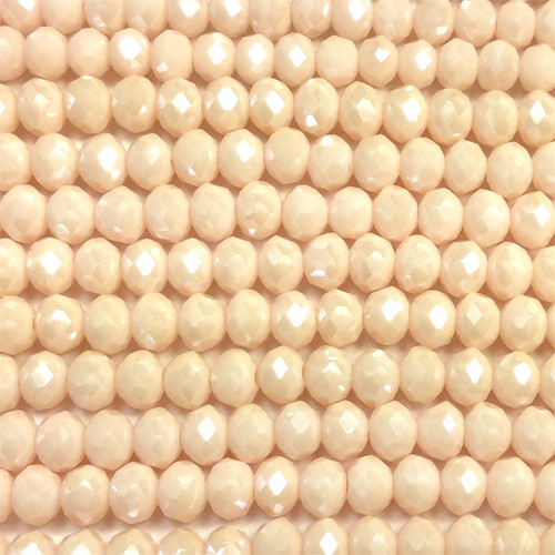 6x4mm Bisque Satin Faceted Rondell Chinese Crystal Glass Beads  - per strand