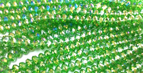 8x5mm Green AB Faceted Rondell Chinese Crystal Glass Beads  - per strand