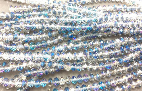 8x6mm Blue Heliotrope Faceted Rondell Chinese Crystal Glass Beads  - per strand