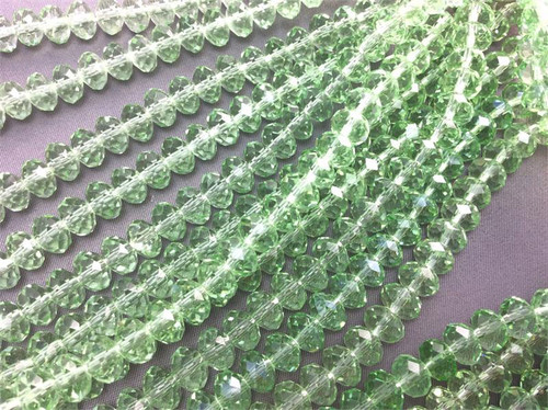 8x5mm Lt Peridot Rondell Chinese Crystal Glass Beads  - per strand