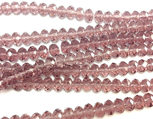 8x5mm Lt Purple Faceted Rondell Chinese Crystal Glass Beads  - per strand