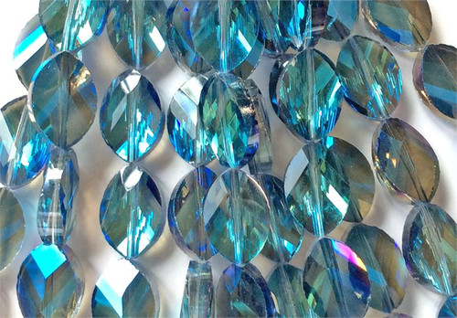 Blue Heliotrope Crystal Navette Marquis 18x12mm Chinese Crystal Glass Beads Per Strand
