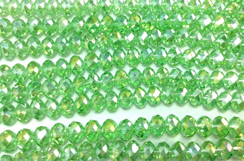 8x5mm Peridot AB Faceted Rondell Chinese Crystal Glass Beads  - per strand