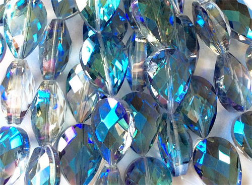 Blue Heliotrope Crystal Large Pear Teardrop Drop 23x17mm Chinese Crystal Glass Beads Per Strand