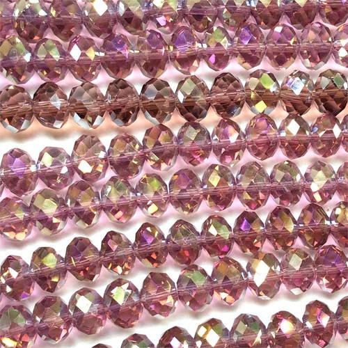 8x5mm Purple AB Faceted Rondell Chinese Crystal Glass Beads  - per strand