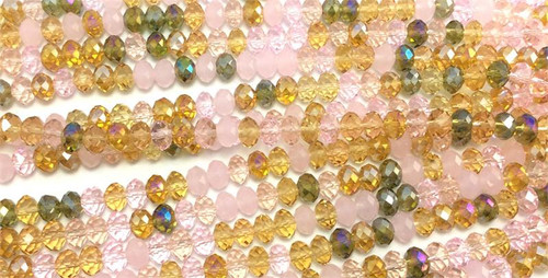 8x5mm Gilded Rose Rondell Chinese Crystal Glass Beads  - per strand