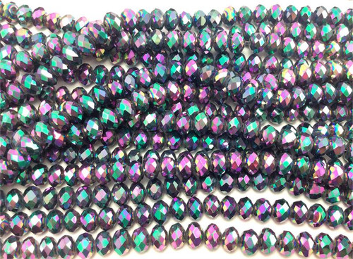 8x5mm Metallic Light Vitrail Faceted Rondell Chinese Crystal Glass Beads  - per strand