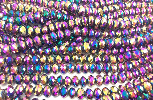 8x5mm Metallic Purple Vitrail Rondell Chinese Crystal Glass Beads  - per strand