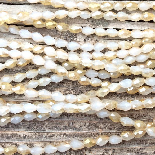 Golden Chalcedony 5x3.5mm Small Teardrop Chinese Crystal Glass Beads per Strand
