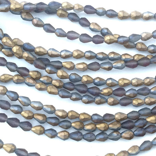 Matte Gray Aurum 5x3.5mm Small Teardrop Chinese Crystal Glass Beads per Strand