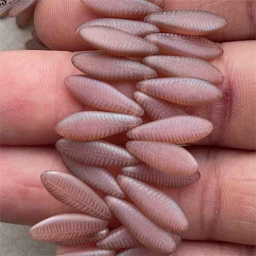 16x5mm Matte Rose Opal Feather Laser Czech Glass Dagger Drop 23-25 Beads Per Strand