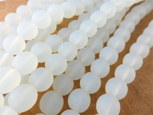 Moonlight 8mm Round Sea Glass Beads - per strand