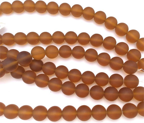 Topaz 12mm Round Sea Glass Beads Per Strand