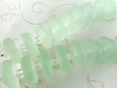 Chrysolite 13x6mm Ruffled Disc Sea Glass Beads Per Strand