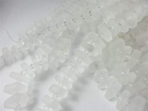 Frost Square Heishi 8-10mm Sea Glass Beads Per Strand