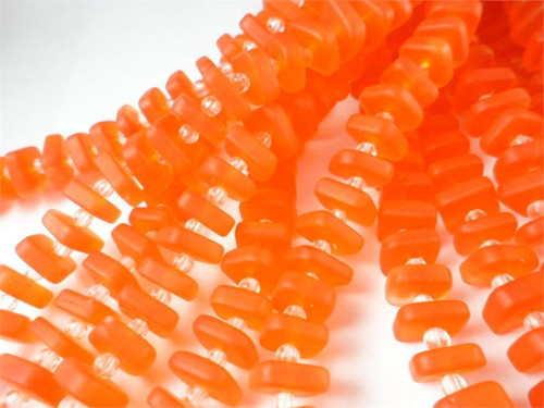 Orange Square Heishi 8-10mm Sea Glass Beads Per Strand