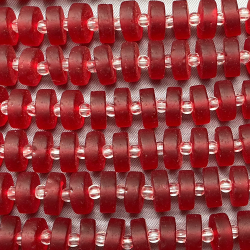Dark Red Heishi 8mm Sea Glass Beads Per Strand