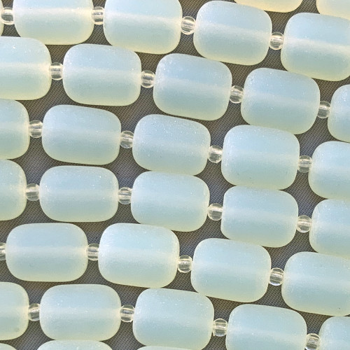 Moonlight Barrel 13mm Sea Glass Beads Per Strand