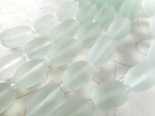 Chrysolite Barrel 11 Pc Sea Glass Beads - per strand