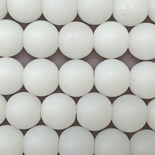 Milky White 10mm Round Sea Glass Beads Per Strand