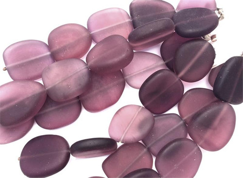 Blackberry Jam Large Flat Nugget 22-18mm Sea Glass Beads Per Strand