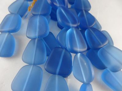 Lt Sapphire Large Flat Nugget 22-18mm Sea Glass Beads Per Strand