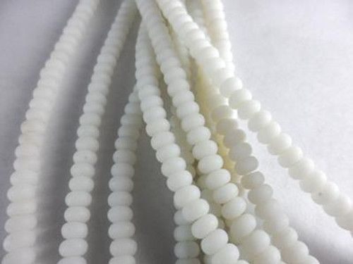 White 4x3mm Rondelle Sea Glass Beads Per Strand