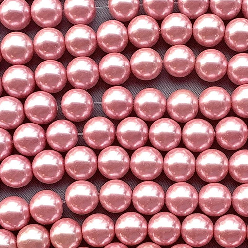 Glass Pearls 10mm Smooth Round Beads Pink Per Strand