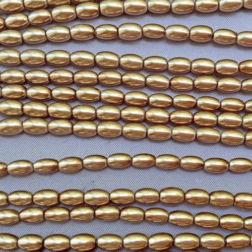Cocoa Rice Glass Pearl 4x6mm Beads Per Strand