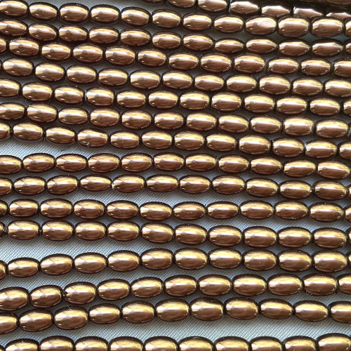 Chocolate Rice Glass Pearl 4x6mm Beads Per Strand