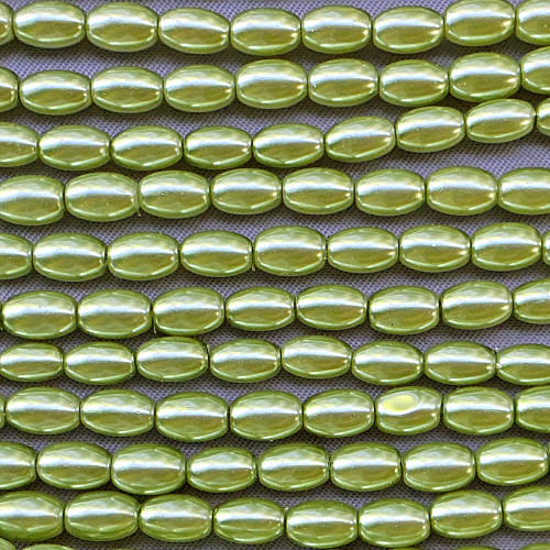 Olivine Rice Glass Pearl 4x6mm Beads Per Strand