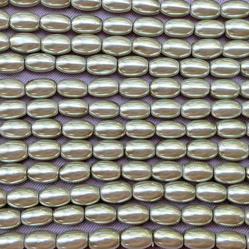Sage Green Rice Glass Pearl 4x6mm Beads Per Strand