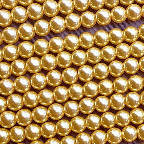 Glass Pearls 6mm Smooth Round Beads Honeycomb Per Strand