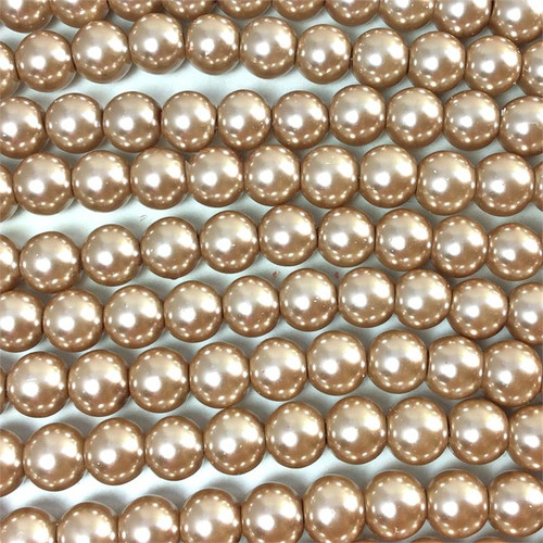 Nutmeg 8mm Smooth Round 1mm Hole Glass Pearls per Strand