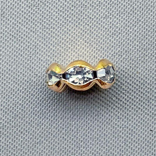 Clear Crystal Rhinestone Rondelle Gold Plated Copper 8mm Beads Q40 Per Pkg