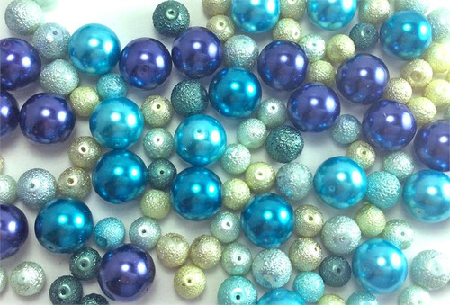 SALE Destash Sugared and Smooth Glass Pearl Beads Mixed Colors Sizes Lot #6 Per Pkg